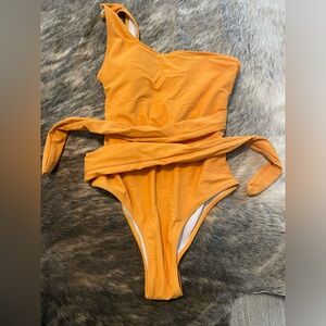 Shein one shoulder tie front swimsuit